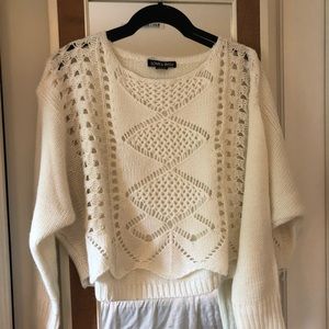 white knit sweater